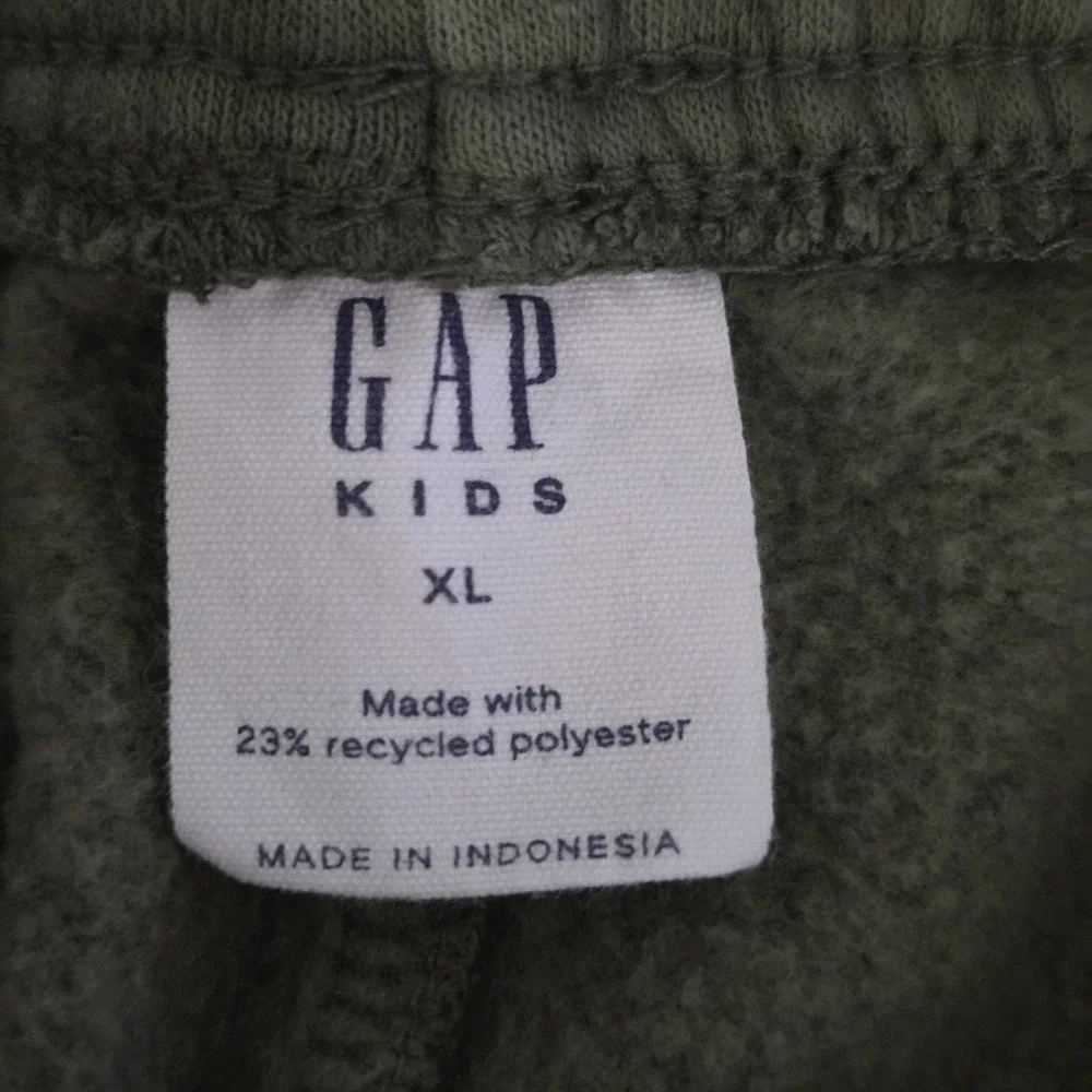 Gap Kids Boys Size XL Fleece Joggers Green Embroidered Logo
